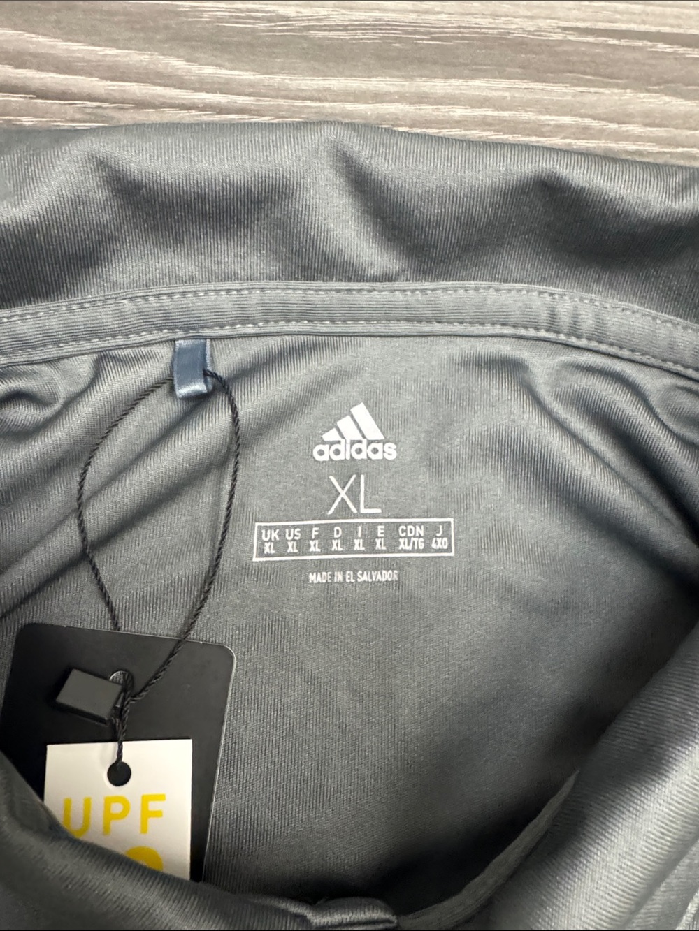 adidas Men's Charcoal Gray Polo Shirt with Tonal Stripes - Picture 3 of 11